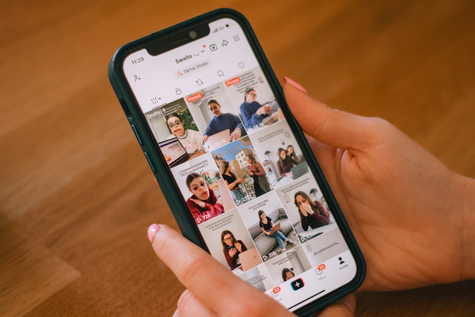 Grid of vertical clips on an iPhone screen